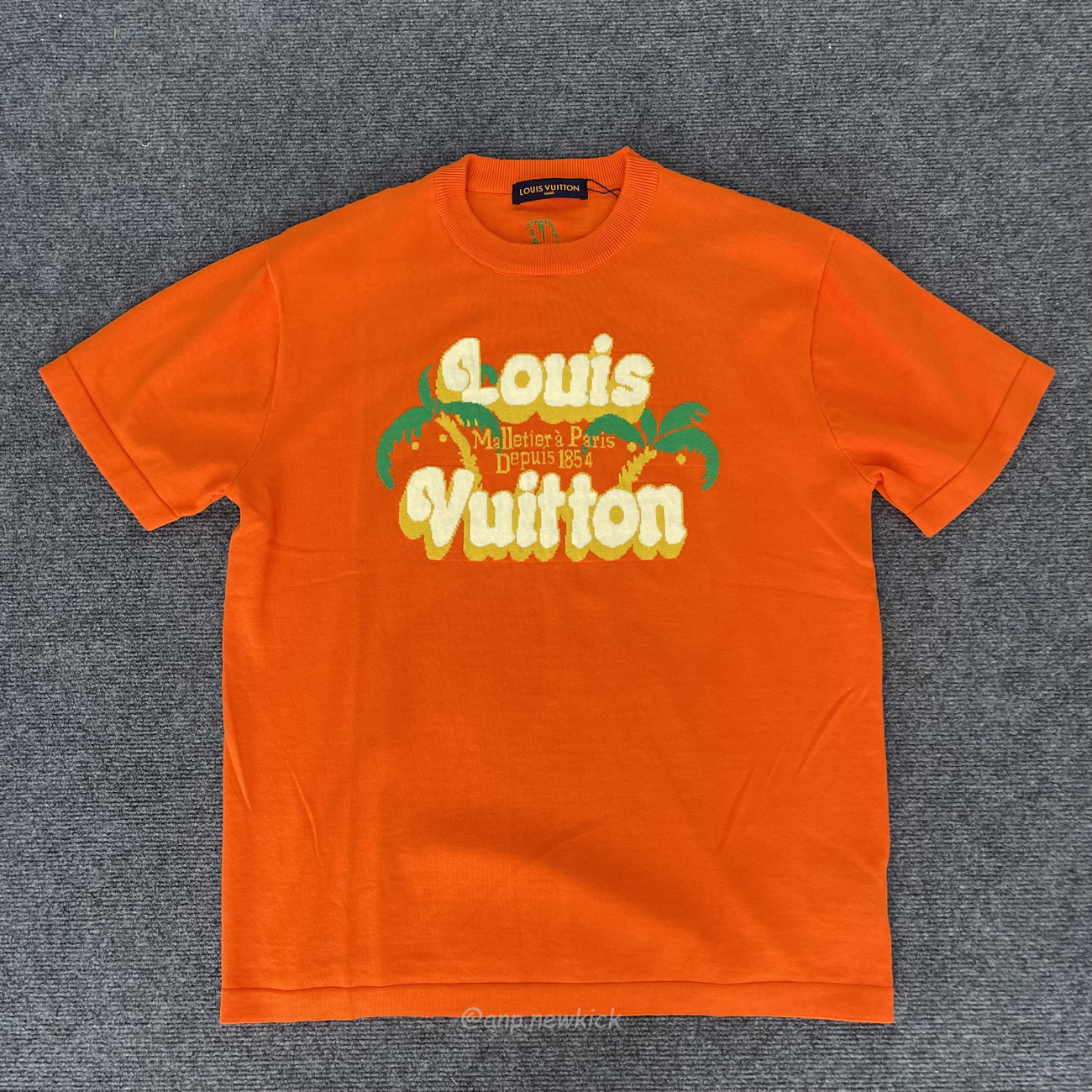 Louis Vuitton Short Sleeved Cotton Crewneck Orange Fw24 (9) - newkick.org